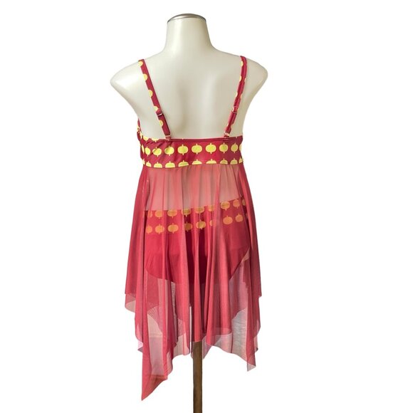 NWOT Women Swimsuit Red Mesh Bikini Size M - Picture 2 of 12